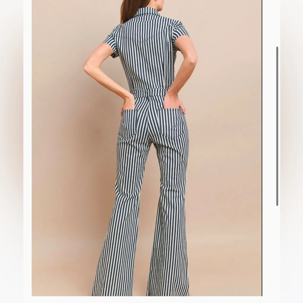 BNWT Railroad Stripe Jumpsuit - Picture 2 of 3